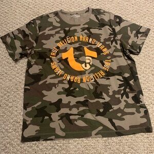 True Religion Camo Tee - Green and Orange